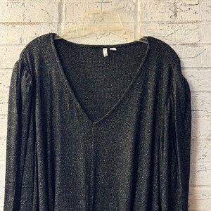 Cato Black Metallic Shimmer Drape Front Top – Size 22/24W